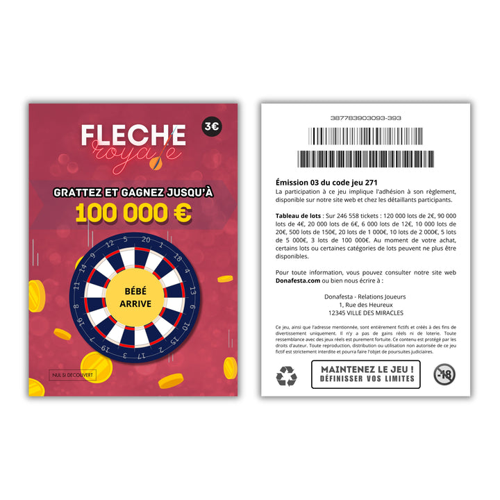 FLECHE ROYALE - Carte à Gratter annonce "Bébé arrive"